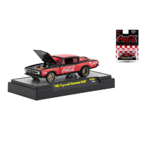 M2 Machines 1:64 Scale - Coca Cola Release 2 - 1968 Plymouth Barracuda HEMI Red with Black Stripe