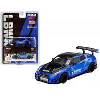 MiJo Exclusives - True Scale Miniatures Mini GT - Nissan GT-R (R35) Type 2 #5 with Rear Wing LB Works Blue Limited Edition to 1800 pcs Worldwide