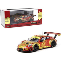 Tarmac Works 1:64 Scale - Hobby 64 - Porsche 911 GT3 R (Red/Yellow) Macau GT Cup #912 - FIA GT World Cup 2018 Earl Bamber