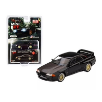 MiJo Exclusive True Scale Miniatures Mini GT - Nissan Skyline GT-R (R32) RHD (Right Hand Drive) Black with BBS LM Wheels and Carbon Hood Ltd Ed