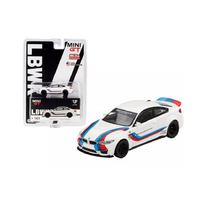 MiJo Exclusive True Scale Miniatures Mini GT - BMW M4 LB Works White with Stripes Limited Edition to 1800 pieces Worldwide