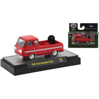M2 Machines 1:64  - Auto-Shows Release 62 - 1965 Ford Econoline Pickup Truck Poppy Red with White Stripes