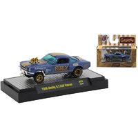 M2 Machines 1:64 - Auto-Shows Release 62 - 1966 Ford Mustang Shelby G.T.350 Gasser "Fang!" Heavy Metallic Blue with Gold Stripes