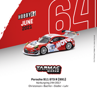 Tarmac Works 1:64 Scale - Hobby 64 - Porsche 911 GT3 R (991) Nürburgring 24h 2017 Christensen, Bachler, Siedler, Luhr