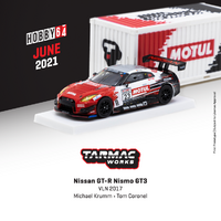 Tarmac Works 1:64 Scale - Hobby 64 - Nissan GT-R Nismo GT3 VLN 2017 Michael Krumm / Tom Coronel with Container