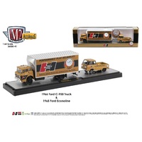 M2 Machines Auto Haulers 1:64 Scale Release 41 - 1965 Ford C-950 Truck & 1965 Ford Econoline Truck – HURST (White)