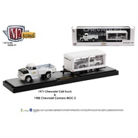 M2 Machines Auto Haulers 1:64 Scale Release 41 - 1970 Chevrolet C60 Truck & 1985 Chevrolet Camaro – IROC-Z (Gold)
