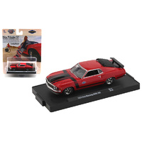 M2 Machines Auto-Drivers 1:64 Scale 1970 Ford Mustang BOSS 302 in Red with Semi-Gloss Stripe Release 71