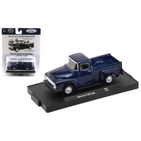 M2 Machines Auto-Drivers 1:64 Scale 1956 Ford F-100 Truck in Nocturne Blue Metallic Release 71