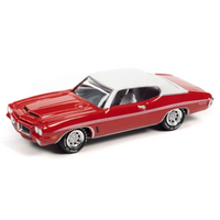 Johnny Lightning 1:64 Muscle Cars USA 2020 Release 24 1972 Pontiac GTO (Cardinal Red with Flat White Roof and White Side Stripes)