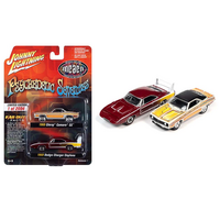 Johnny Lightning 1:64 2-Pack - Psychedelic Seventies 1969 Chevrolet Camaro SS (Yellow) & 1969 Dodge Charger Daytona (Red)