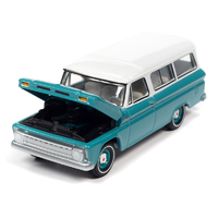 Auto World Premium 1/64 Scale - 1965 Chevrolet Suburban Light Green with White Top