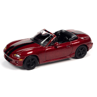 Johnny Lightning 1:64 Scale Street Freaks 2020 Release 4 Version B - 1999 Mazda MX-5 Miata Convertible Custom Candy Apple Red Metallic with Black Stri