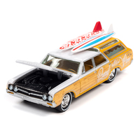 Johnny Lightning 1:64 Scale Street Freaks 2020 Release 4 Version B - 1964 Oldsmobile Vista Cruiser White and Pearl Yellow with Wood Paneling with Two