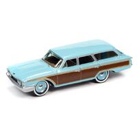 Johnny Lightning 1:64 Scale Classic Gold 2020 Release 3 Version B - 1960 Ford Country Squire Wagon (Aquamarine w/Wood Paneling)