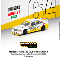 Tarmac Works 1:64 Scale - Hobby 64 - Mercedes-Benz 190 E 2.5-16 Evolution II SE Asia Touring Car Championship 1995 C. Nattavude