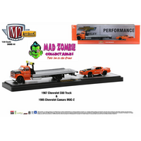 M2 Machines Auto Haulers 1:64 Scale Release 44 - 1967 Chevy C60 Flatbed and 1985 Chevy Camaro IROC-Z