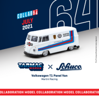 Tarmac Works & Schuco Collab 1:64 Scale - Volkswagen T1 Panel Van, Martini Racing