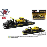 M2 Machines 1:64 MiJo Exclusives Auto Haulers - 1968 Chevy C60 & 1976 GMC Sierra Grande 15 Custom Bed Less Mooneyes
