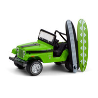 Greenlight 1:64 The Hobby Shop Series 10  - 1971 Jeep CJ-5 Renegade with Surfboards in Big Bad Green