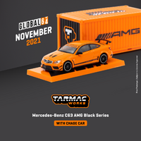 Tarmac Works & Global 64 1:64 Scale - Mercedes-Benz C63 AMG Black Series, Orange (With Container)
