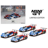 True Scale Miniatures Mini GT 1:64 - Ford GT LMGTE PRO - 2016 24 Hrs of Le Mans - Ford Chip Ganassi Team 4 Cars Set - Limited 5000 sets