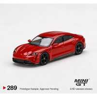 True Scale Miniatures Mini GT 1:64 - Porsche Taycan Turbo S Carmine Red RHD