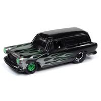 Johnny Lightning - Street Freaks 2020 Release 1 Set B - Black with Flames- 1960 AMC Rambler Wagon Custom