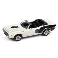 Johnny Lightning - Muscle Cars USA 2021 Release 2A - 1971 Plymouth 'Cuda Convertible (Snow White w/Black Hemi Side Billboards)