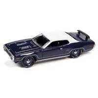 Johnny Lightning - Muscle Cars USA 2021 Release 2A - 1971 Plymouth GTX (Inviolet w/Flat White Roof)