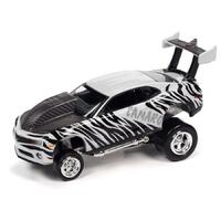 Johnny Lightning - Street Freaks 2021 Release 2 Set B - Zinger - 2011 Chevrolet Camaro ( Pearl White with Black Tiger Stripes)