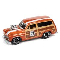 Johnny Lightning - Street Freaks 2021 Release 2 Set B - Spoilers - 1950 Mercury Woody Wagon (Dark Amber Metallic)