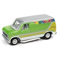 Johnny Lightning - Street Freaks 2021 Release 2 Set B - Boogie Vans - 1976 Ford Van (with side pipes) (Metallic Lime Green w/ Tie