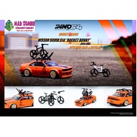 Inno 64 1:64 Scale - Nissan Silvia S14 Rocket Bunny Boss Aero With Roof Rack and Bicycles