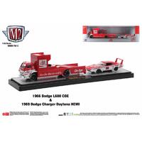 M2 Machines Auto Haulers 1:64 Scale - Coca Cola Release TW12 1966 Dodge L600 COE & 1969 Dodge Charger Daytona HEMI 