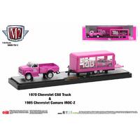 M2 Machines Auto Haulers 1:64 Scale - Coca Cola Release TW12 1970 Chevrolet C60 Truck & 1985 Chevrolet Camaro IROC-Z