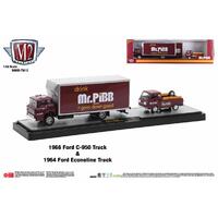 M2 Machines Auto Haulers 1:64 Scale - Coca Cola Release TW12 1966 Ford C-950 Truck & 1964 Ford Econoline Truck​ - Mr Pibb