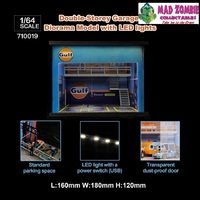 G-FANS - 1:64 Scale GULF Garage Diorama with LED Light Double-Deck Garage