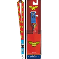 Wonder Woman Repeating WW Logo Lanyard with Logo Badge Holder