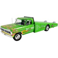 ACME 1:18 Scale - 1970 Ford F-350 Ramp Truck - Rat Fink (Sewer Green with Flames) Ltd Ed to 880 pcs Worldwide 