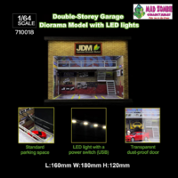 G-FANS - 1:64 Scale - JDM Garage Diorama with LED Light Double-Deck Garage