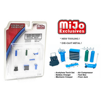 American Diorama 1:64 Mijo Exclusive Mechanic tool set (7 pieces) die-cast metal (Blue)