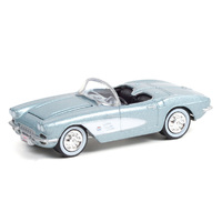 Greenlight 1:64 Barrett-Jackson 'Scottsdale Edition' Series 7 - 1961 Chevrolet Corvette Convertible (Lot #681) in Sateen Silver with Black Interior