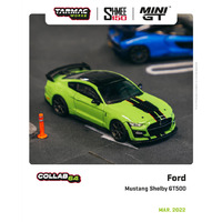 Tarmac Works Collab 64 - Ford Mustang Shelby GT500 Grabber Lime - Collab with Shmee150 & MiniGT