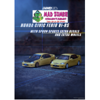 Inno 64 1:64 Scale - Honda Civic Ferio Vi RS Phoenix Yellow JDM Mod Version With Extra Spoon Sports Wheels and Decals