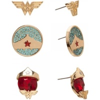 DC Comics Wonder Woman 3 Pair Stud Earrings