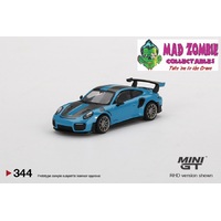 True Scale Miniatures Mini GT 1:64 Porsche 991 GT2 RS Weissach Package Miami Blue