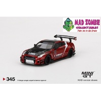 True Scale Miniatures Mini GT 1:64 LB WORKS Nissan GT-R R35 Type 2, Rear Wing ver 3 , Red, LB Work Livery 2.0