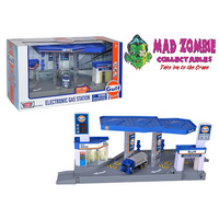 Motormax 1:64 Diorama GULF Gas Station with Gas Tanker Try-Me Sound & Light