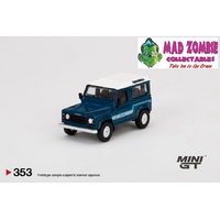 True Scale Miniatures Mini GT 1:64 HKS Land Rover Defender 90 County Wagon Stratos Blue